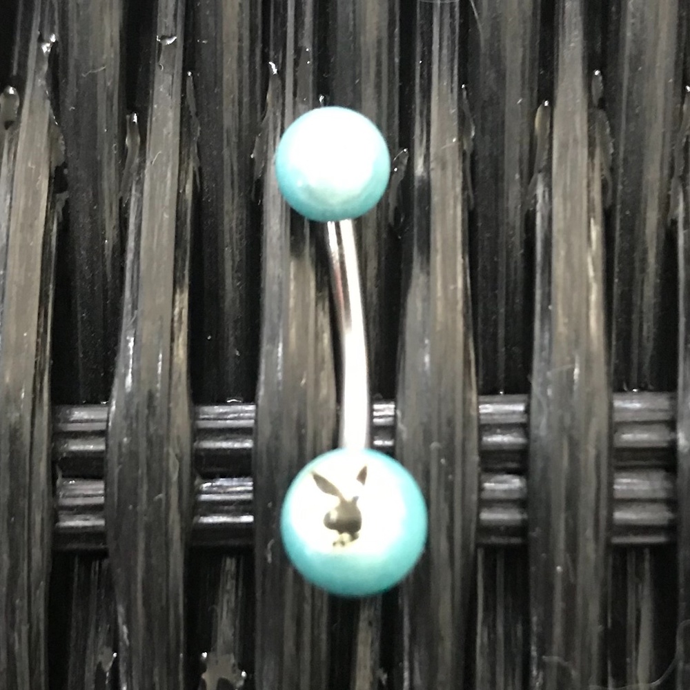 playboy baby blue belly button navel ring jewelry